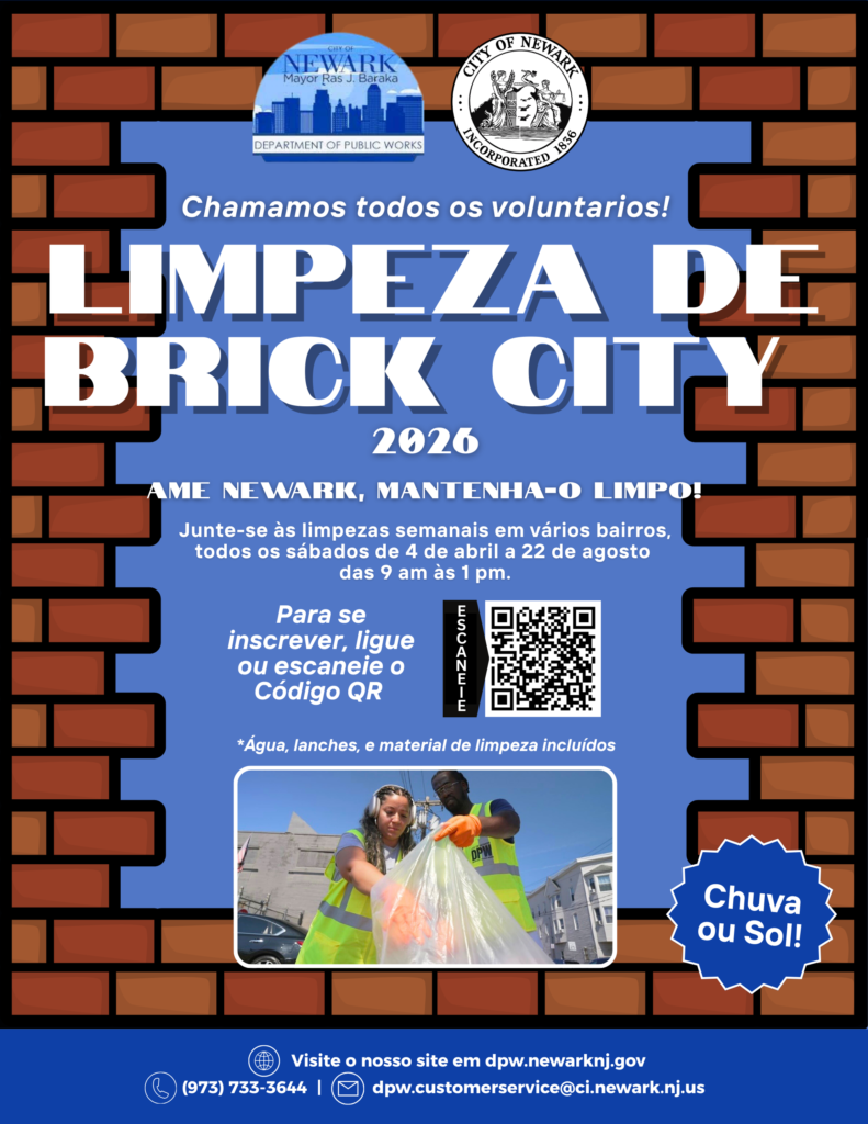 Brick City Cleanup Flyer, FRONT Portuguese